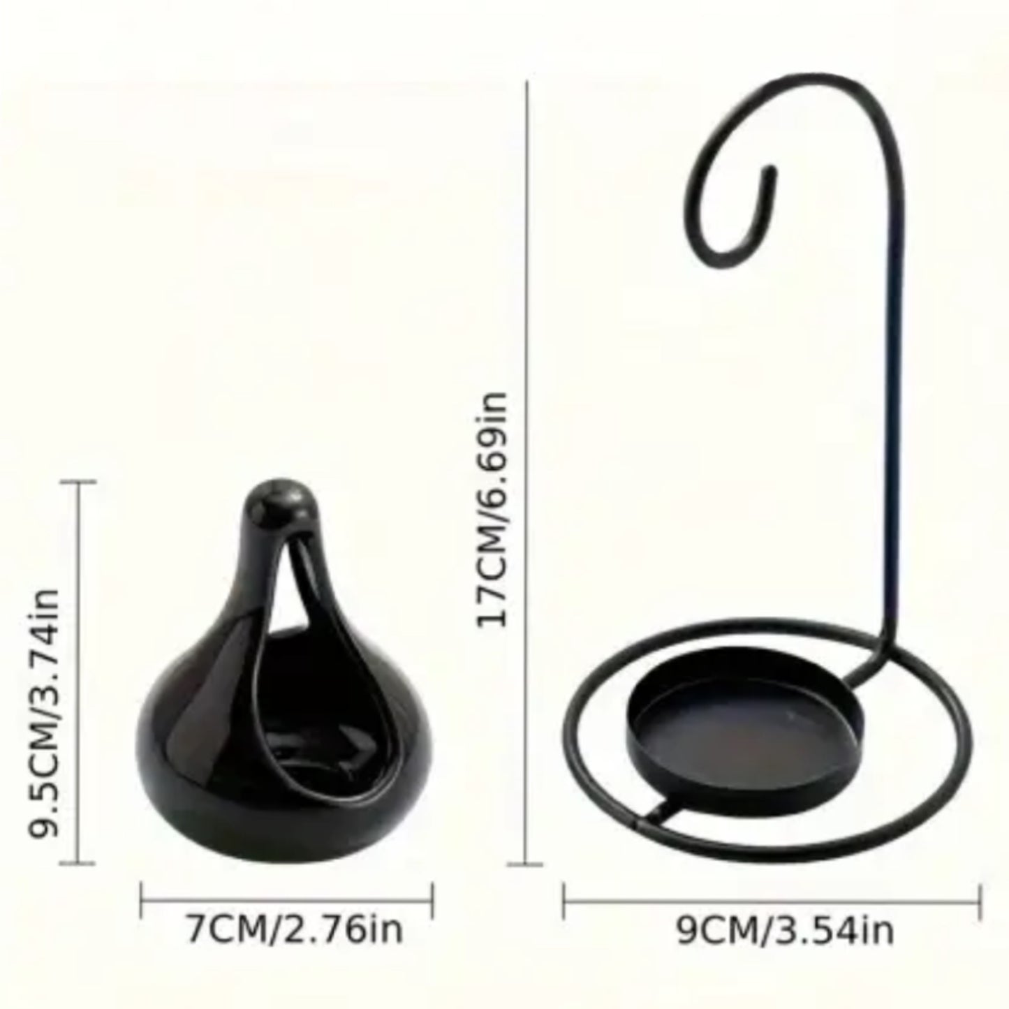 Difusor de esencias aromáticas de cerámica colgante negro gota