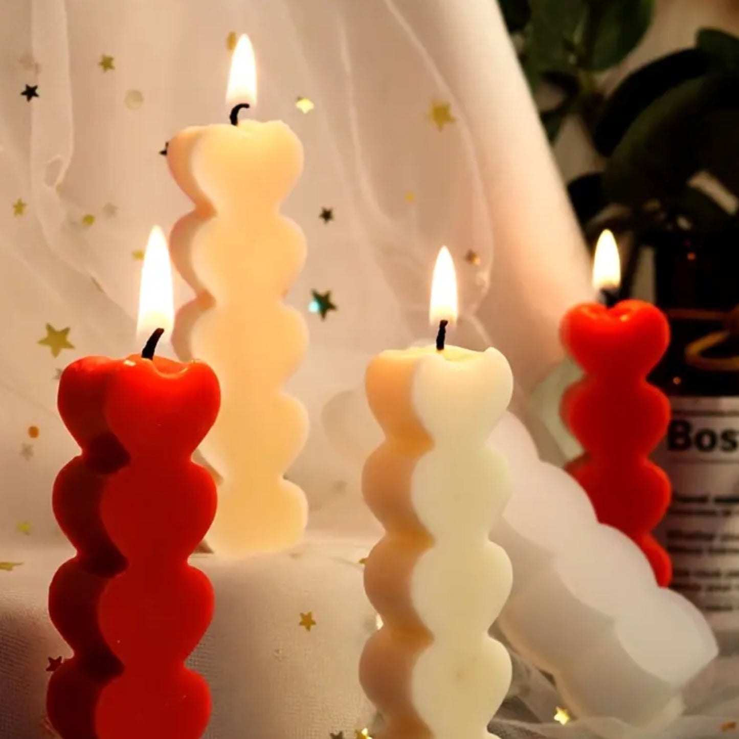 Molde para vela de pilar de corazones chico