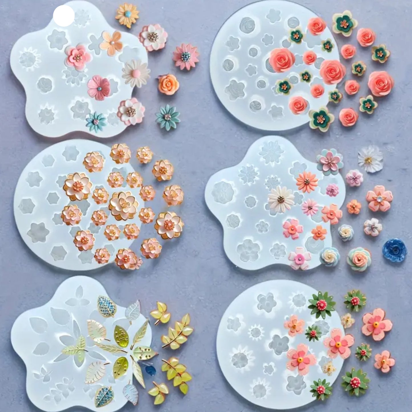 Juego de 6 moldes para mini flores y hojas de velas