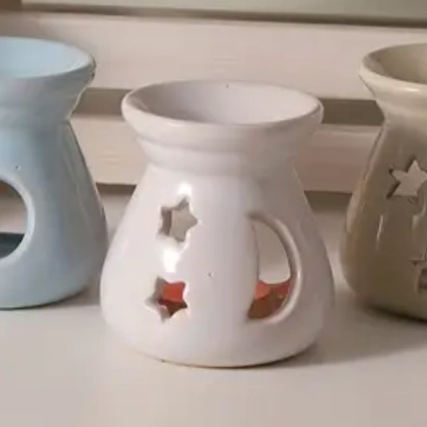 Difusor de esencias aromáticas de cerámica estrellitas blanco