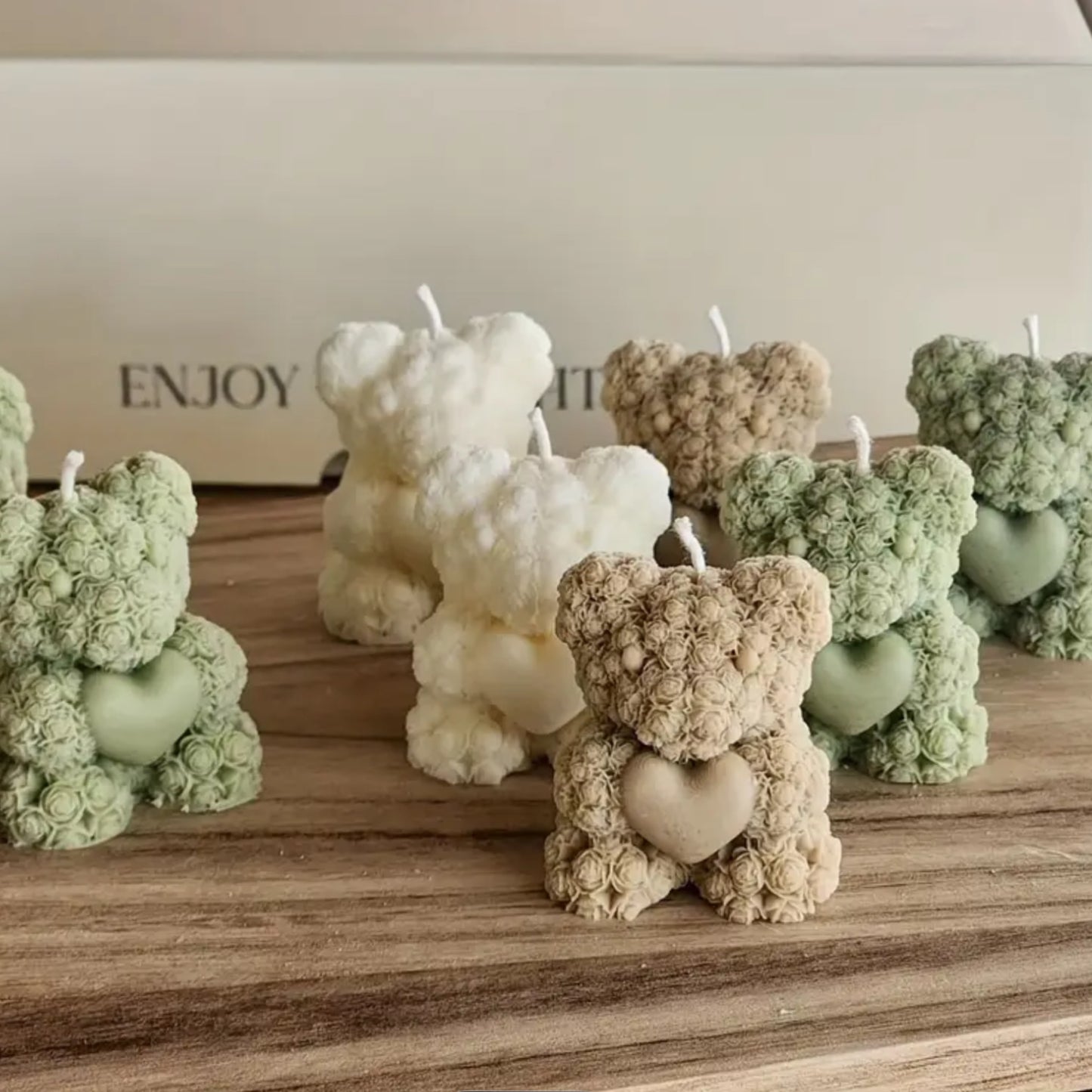 Molde en forma de osito con flores y corazón - tamaño grande