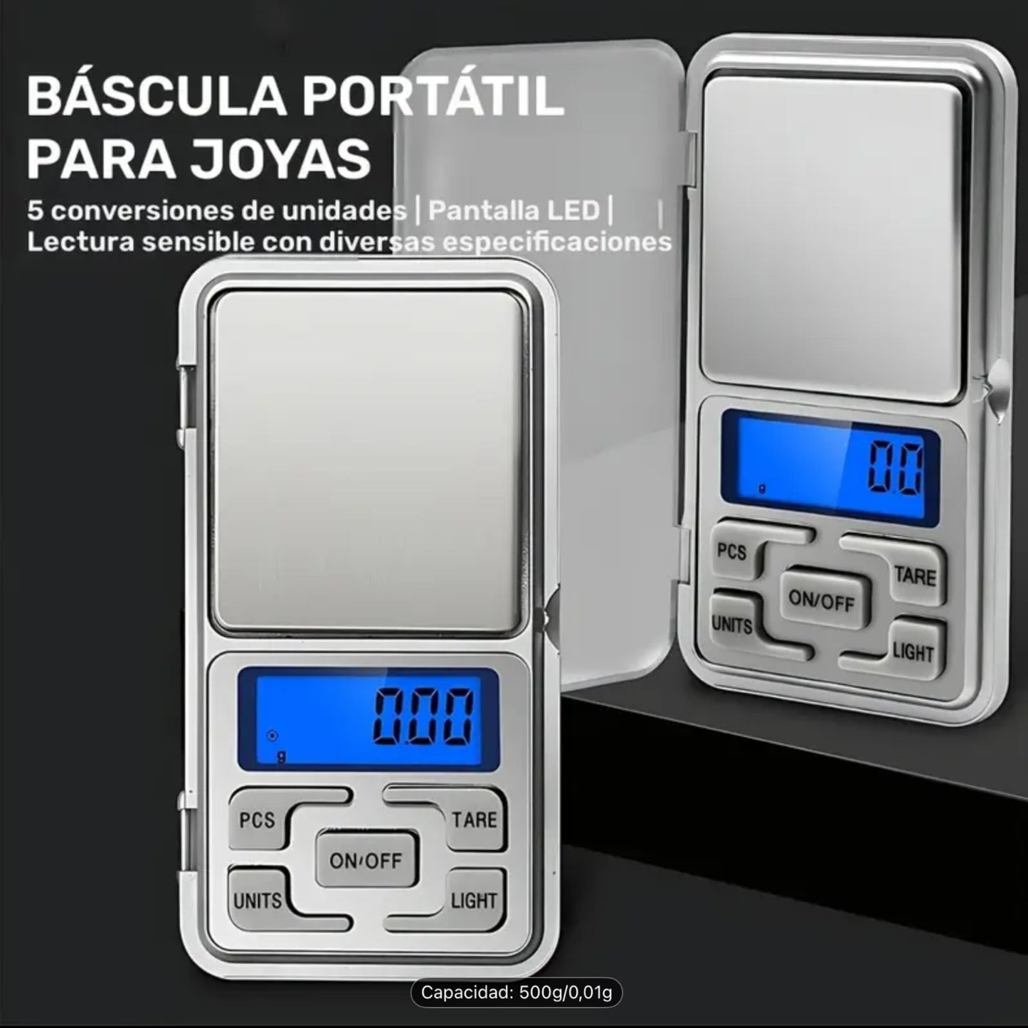 Báscula mini plateada