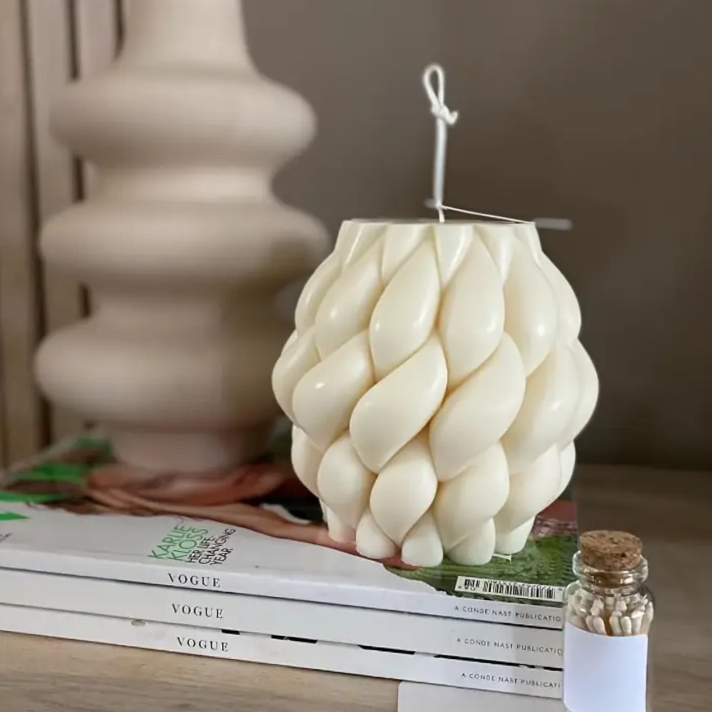 Juego de dos moldes para velas geométricas trenza