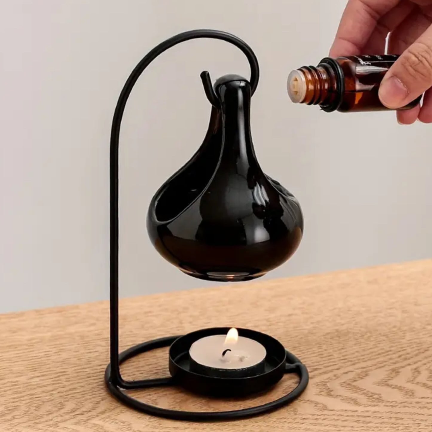 Difusor de esencias aromáticas de cerámica colgante negro gota