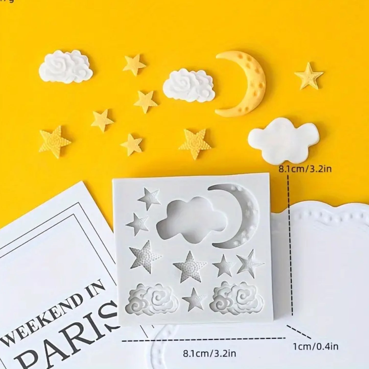 Molde para velas en forma de luna y estrellitas