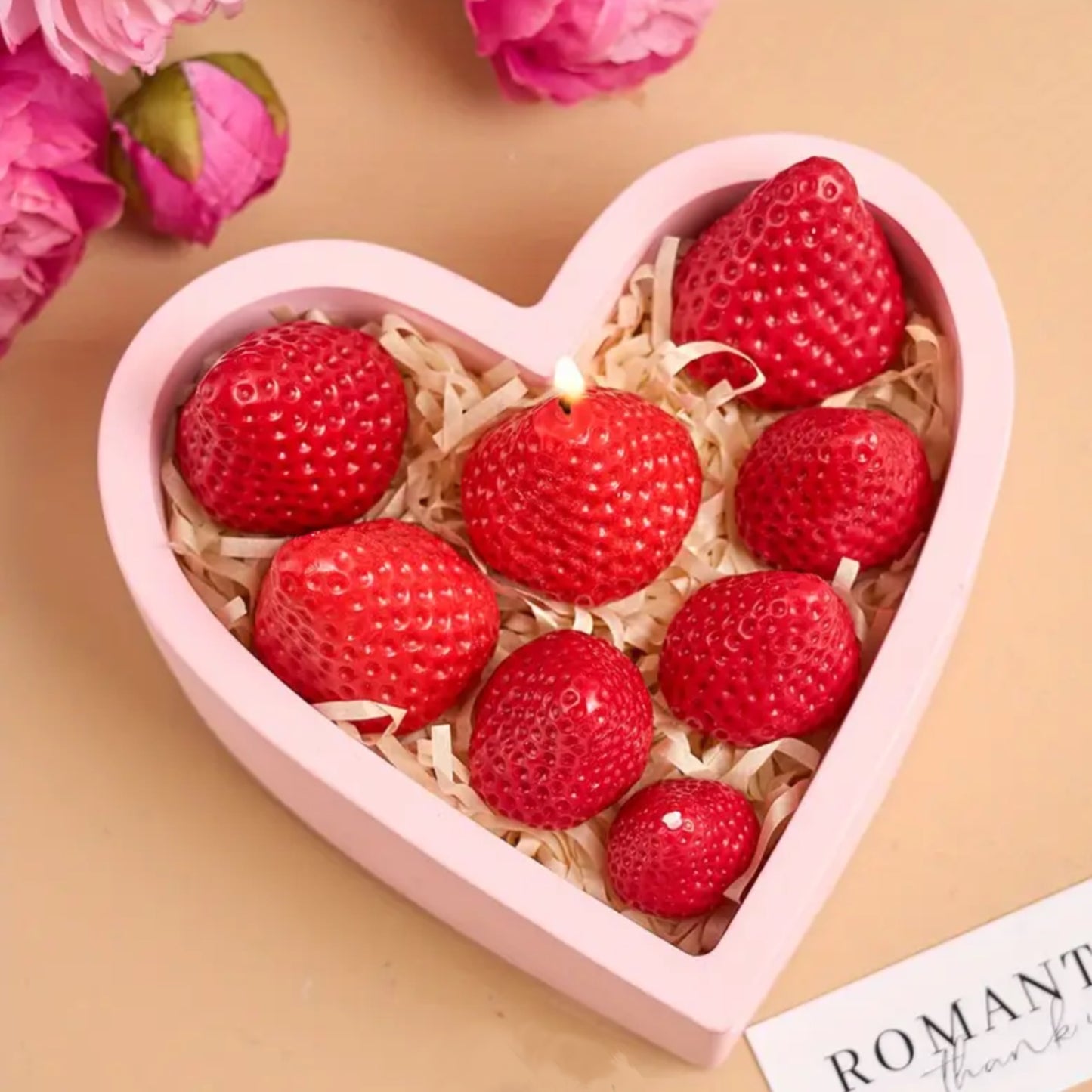 Molde para hacer 4 velas en forma de fresas tamaño mediano