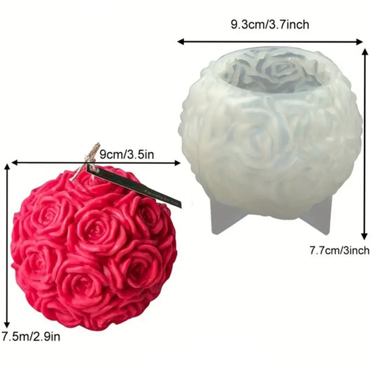 Molde Grande silicón forma bola de rosa