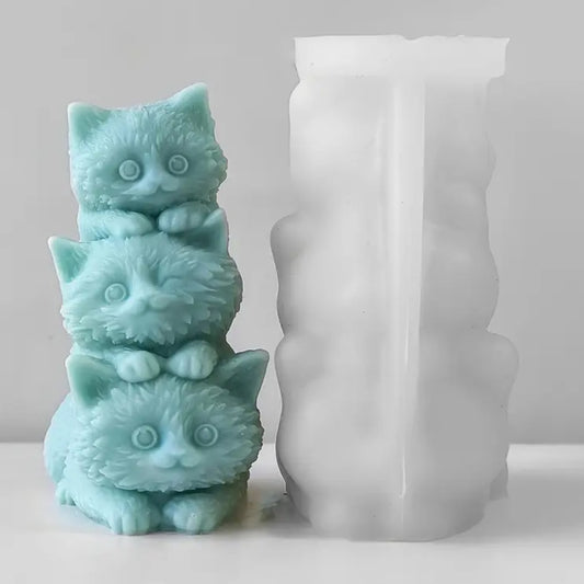 Molde de torre de 3 gatitos