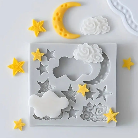Molde para velas en forma de luna y estrellitas