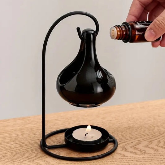 Difusor de esencias aromáticas de cerámica colgante negro gota
