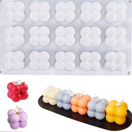 Molde para 15 velas en forma de cubos de esferas