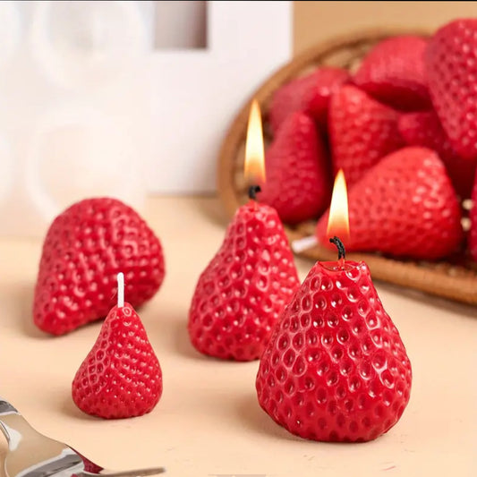 Molde para hacer 4 velas en forma de fresas tamaño chico