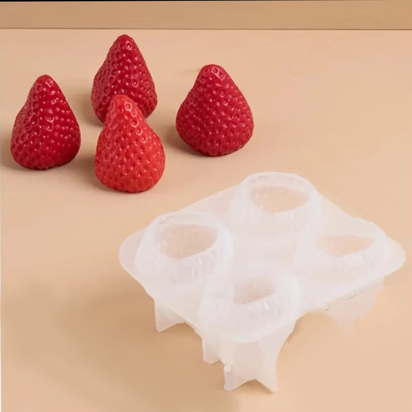 Molde para hacer 4 velas en forma de fresas tamaño mediano